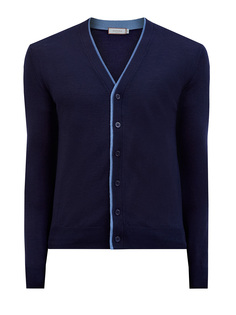 Кардиган из шерсти с V-образным вырезом и окантовкой Canali