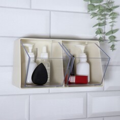 Органайзер для хранения, подвесной, 2 секции, 22,5 × 13,5 × 12 см, цвет молочный/прозрачный Queen Fair