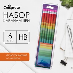 Набор карандашей 6 штук чернографитных с ластиком Calligrata