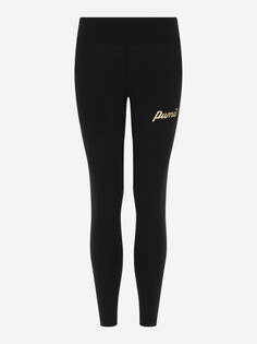 Легинсы для девочек PUMA ESS+ Script Metallic, Черный