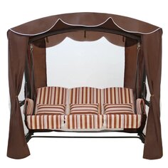 Качели садовые 3-местные, 232х130х195 см, 350 кг, Arno, Элит Люкс, раскладываются в кровать, с москитной сеткой, шоколадные, 2016-КД-41/Л, металл