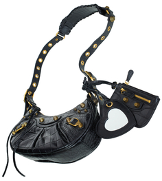Кожаная сумка Le Cagole с крокодиловым принтом Balenciaga