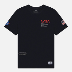 Мужская футболка Alpha Industries NASA Worm Logo Gen II, цвет синий