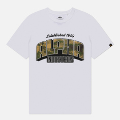 Мужская футболка Alpha Industries Camo Logo, цвет белый
