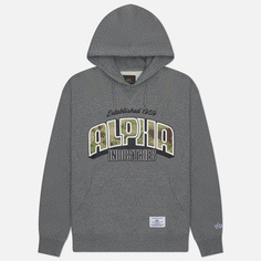 Мужская толстовка Alpha Industries Camo Logo Hoodie, цвет серый