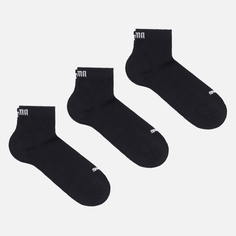 Комплект носков Puma 3-Pack Quarter Plain, цвет чёрный