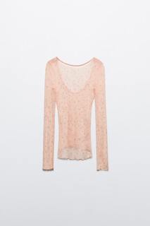 блузка женская Лонгслив кружевной со стразами и вырезом на спине Befree