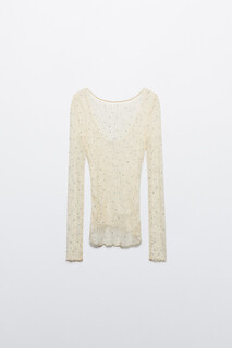 блузка женская Лонгслив кружевной со стразами и вырезом на спине Befree