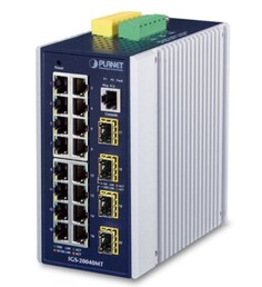 Коммутатор промышленный управляемый Planet IGS-20040MT IP30 16x10/100/1000TP + 4x100/1000F SFP (-40 to 75 degree C, 2*DI, 2*DO), ERPS Ring, 1588