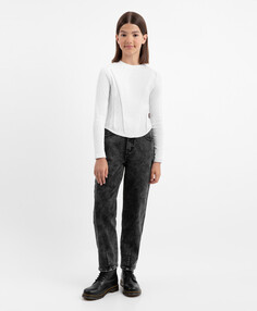 Джинсы Mom fit утеплённые серые для девочки Gulliver (170)