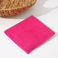 Салфетка универсальная доляна, тряпка для уборки, 220 гр, 30×30 см, микрофибра, c оверлоком, цвет розовый