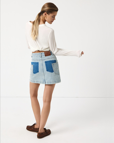 Юбка джинсовая мини голубого цвета