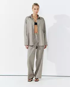 Рубашка изо льна кофейного цвета