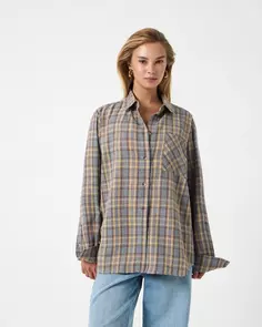 Рубашка в клетку серо-бежевого цвета