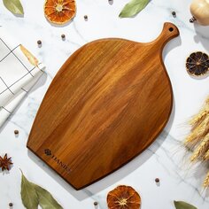 Доска разделочная акация, с ручкой, 35х22х1.6 см, с ручкой, прямоугольная, Daniks, CB36735A