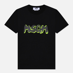 Женская футболка MSGM Logo Fluorescent Shade, цвет чёрный