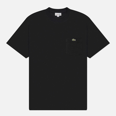 Мужская футболка Lacoste Embroidered Crocodile Pocket, цвет чёрный