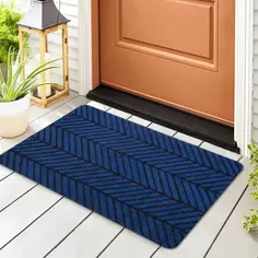 Коврик придверный полиэстер DM2 50x80 см цвет синий Без бренда