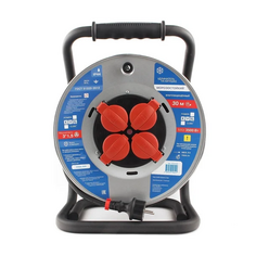 Удлинитель PowerCube PC44701 на мет. катушке IP44 16А 30м резина 3*1,5мм2 4 роз. с/з