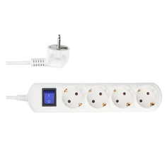 Удлинитель PowerCube PC-4B-7M бытовой, 4р с/з выкл., 2200 Вт, 10 А, 7 м 3*1,0 (белый)