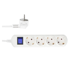 Удлинитель PowerCube PC-5B-5M бытовой, 4р с/з выкл., 3500 Вт, 16 А, 5 м 3*1,50 (белый)