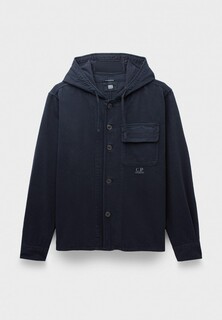 Рубашка C.P. Company armored stretch satin hooded buttoned overshirt black sand