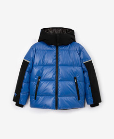 Куртка зимняя из плащовки на искусственном пуху синяя для мальчика Gulliver (140)