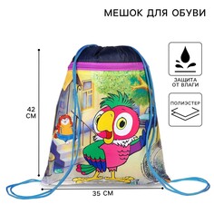 Мешок для обуви с карманом 420*350 мм, союзмультфильм попугай кеша (мягкий полиэстер, плотность 210d) Art Fox Study
