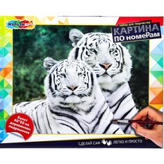 Набор для росписи холстов по контуру, по номерам МУЛЬТИ АРТ CANV40X50-WHITETIG Multi Art