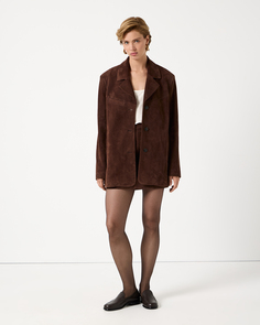 Юбка мини из натуральной замши шоколадного цвета