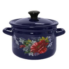 Кастрюля эмалированная сталь, 2 л, с крышкой, крышка сталь, цилиндр, Керченский металлургический завод, Апрель, 41715-103/6-У4