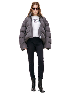 Серый пуховик с капюшоном Balenciaga