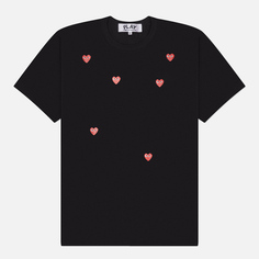 Мужская футболка Comme des Garcons Play Multi Heart Emblem, цвет чёрный