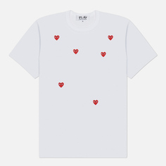 Мужская футболка Comme des Garcons Play Multi Heart Emblem, цвет белый