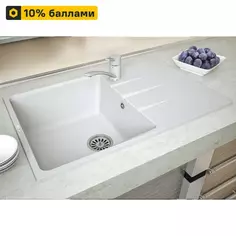 Мойка для кухни врезная с крылом Delinia LM1 50x78 см глубина чаши 20 см кварц цвет белый