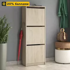Обувница Реан 49.2x134.6x28 см 3 секции ЛДСП цвет гикори джексон Без бренда