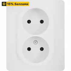 Розетка двойная встраиваемая Lexman Lilian без заземления цвет белый