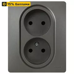 Розетка двойная встраиваемая Lexman Lilian без заземления цвет титан