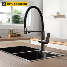 Смеситель кухонный Delinia Нея высота 47.8 см с фильтром цвет вороненая сталь