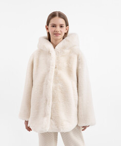 Куртка демисезонная из искусственного меха бежевая для девочки Gulliver