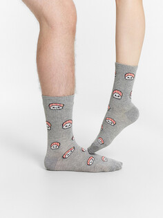 Носки унисекс серые с рисунком в виде сашими Mark Formelle