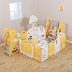 Манеж SUPREME Music 160x160 Yellow с качелями Unix Kids