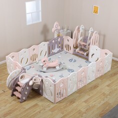 Манеж SUPREME Space 200x240 Rose с качелями Unix Kids