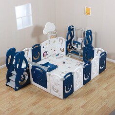 Манеж SUPREME Music 200x200 Blue с качелями Unix Kids