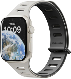 Native Union Ремешок Active Strap для Apple Watch 42/44/45/49 мм, L, силикон, серый+черный