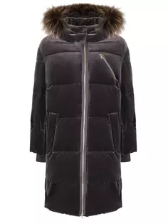 Стеганый пуховик с мехом Brunello Cucinelli