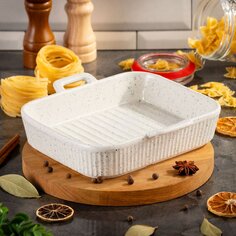 Форма для запекания керамика, 23х22.5х5 см, Белый гранит, Y6-10194