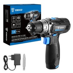 Дрель-шуруповерт аккумуляторный, Deko, DKCD12V PRO, 12 В, быстрозажимной патрон, 2 скор, 1x1.5Ач ДЕКО