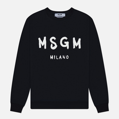 Мужская толстовка MSGM Regular Brush Stroke Logo Print, цвет чёрный