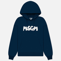 Мужская толстовка MSGM New Brush Stroke Logo Hoodie, цвет синий
